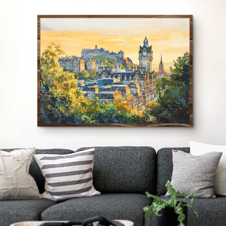 Edinburgh Castle Scotland Watercolor Poster Edinburgh Travel Print Historic Landmark Painting City Wall Art UK Souvenir