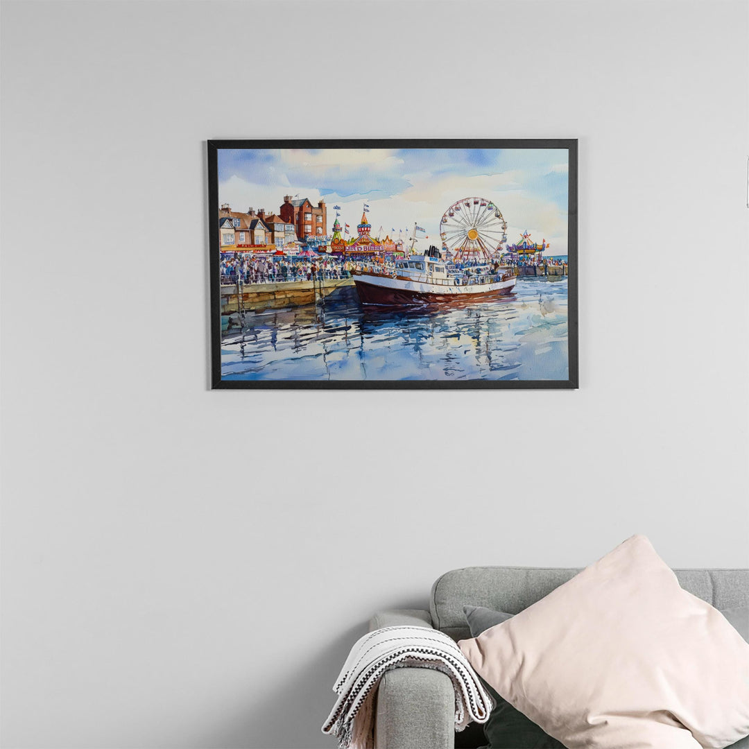 Bridlington England Watercolor Poster Bridlington Travel Print Seaside Town Painting Yorkshire Coast Wall Art UK Souvenir