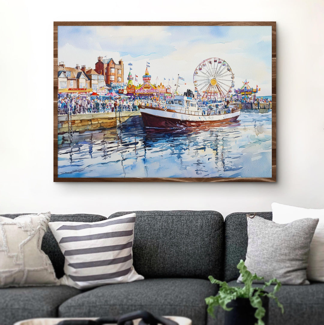 Bridlington England Watercolor Poster Bridlington Travel Print Seaside Town Painting Yorkshire Coast Wall Art UK Souvenir