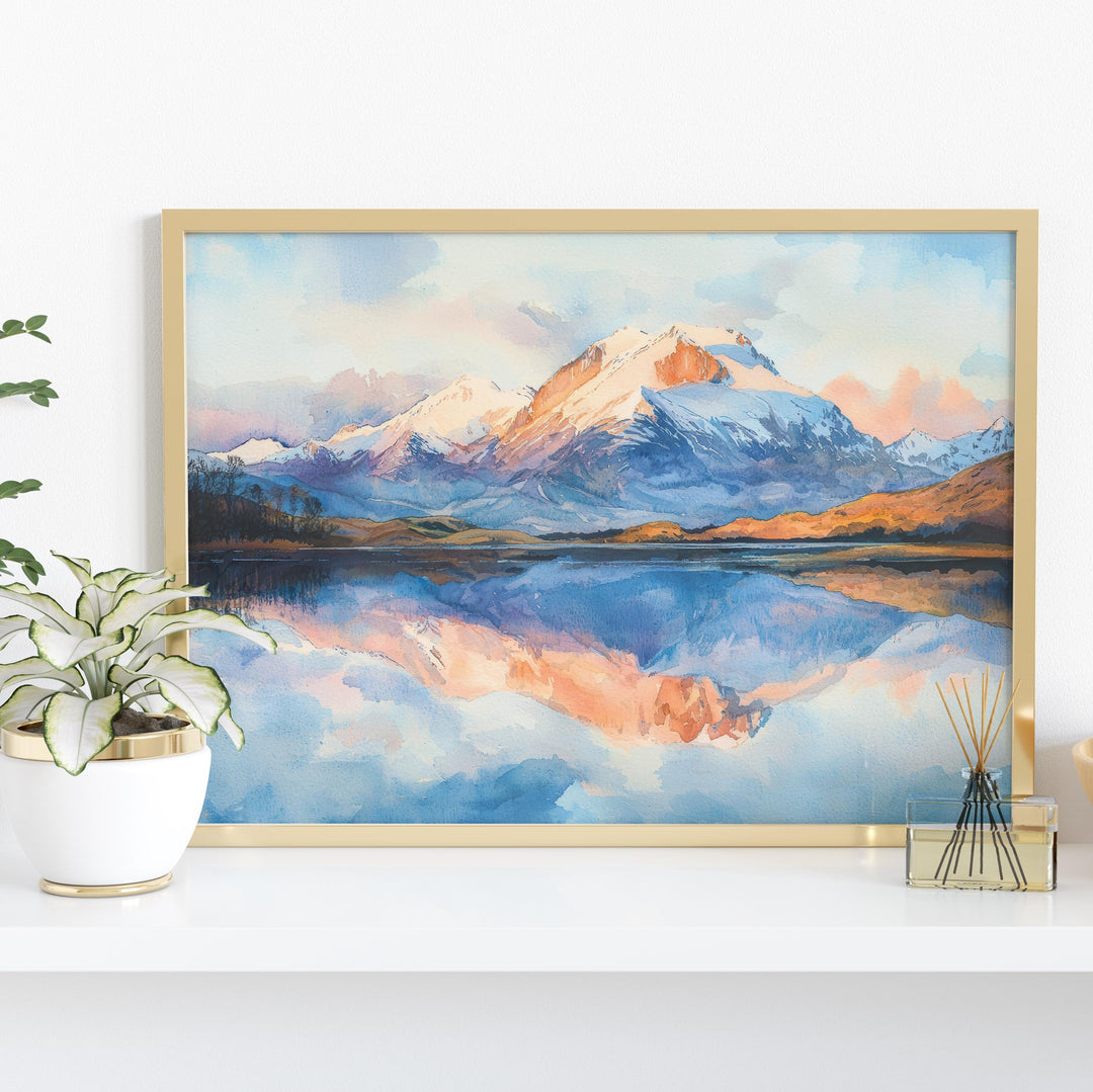 Ben Nevis Scotland Watercolor Poster Ben Nevis Travel Print Highland Mountain Painting Landscape Wall Art UK Souvenir
