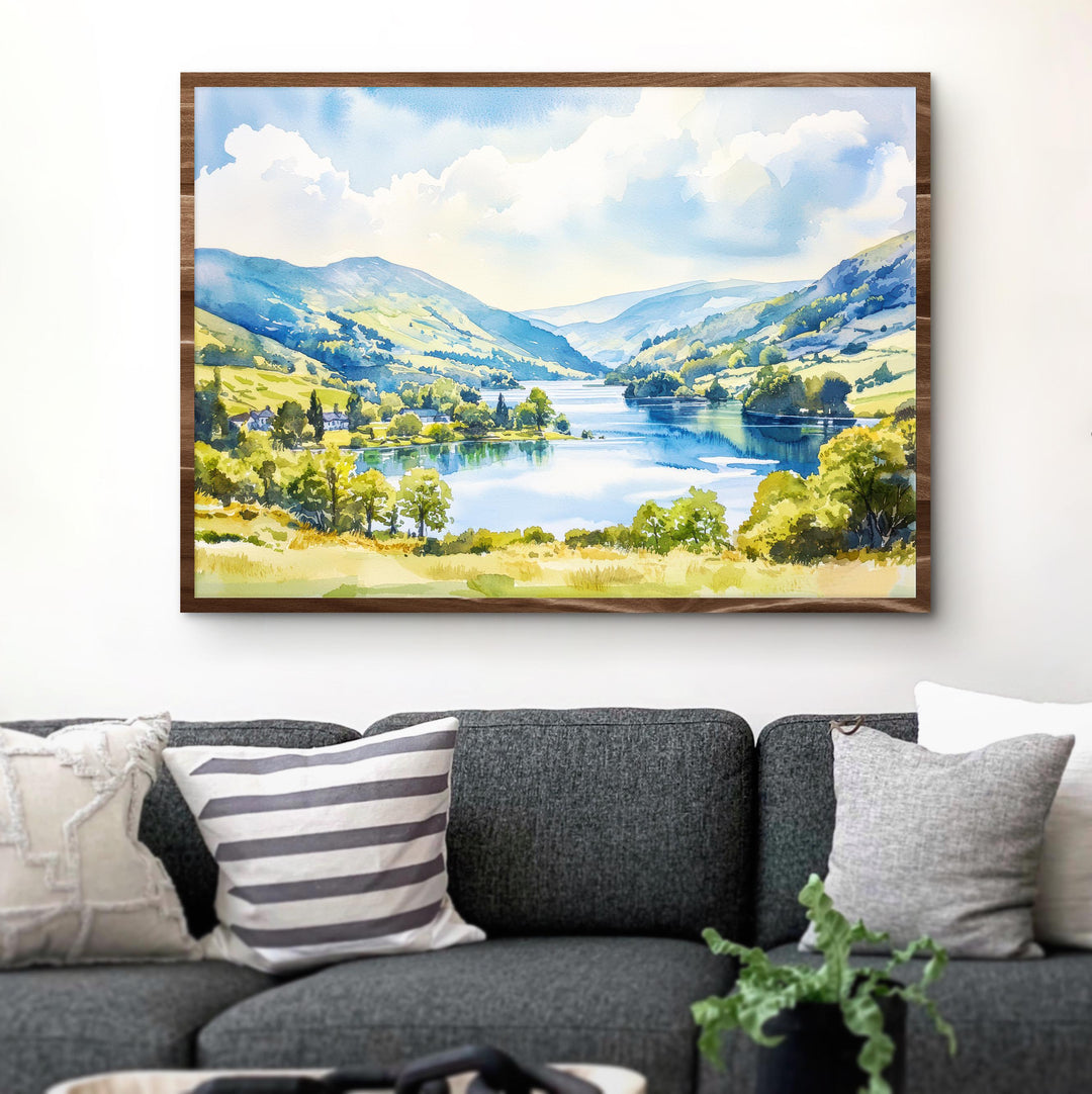 Ambleside England Watercolor Poster Ambleside Travel Print Lake District Village Painting Countryside Wall Art UK Souvenir