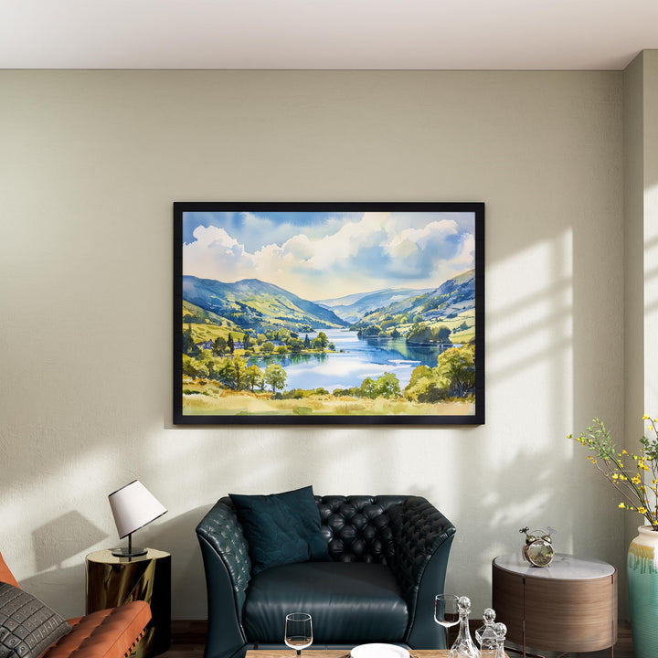 Ambleside England Watercolor Poster Ambleside Travel Print Lake District Village Painting Countryside Wall Art UK Souvenir