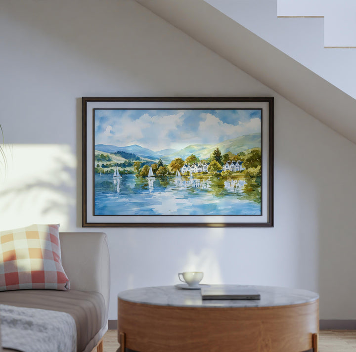 Windermere England Watercolor Poster Windermere Travel Print Lake District Painting Mountain Lake Wall Art UK Souvenir