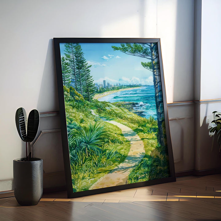 Burleigh Heads watercolor poster Wall Art Burleigh Heads Wall Hanging Home Décor Burleigh Heads Gift Art Lovers Australia Art Lover Gift