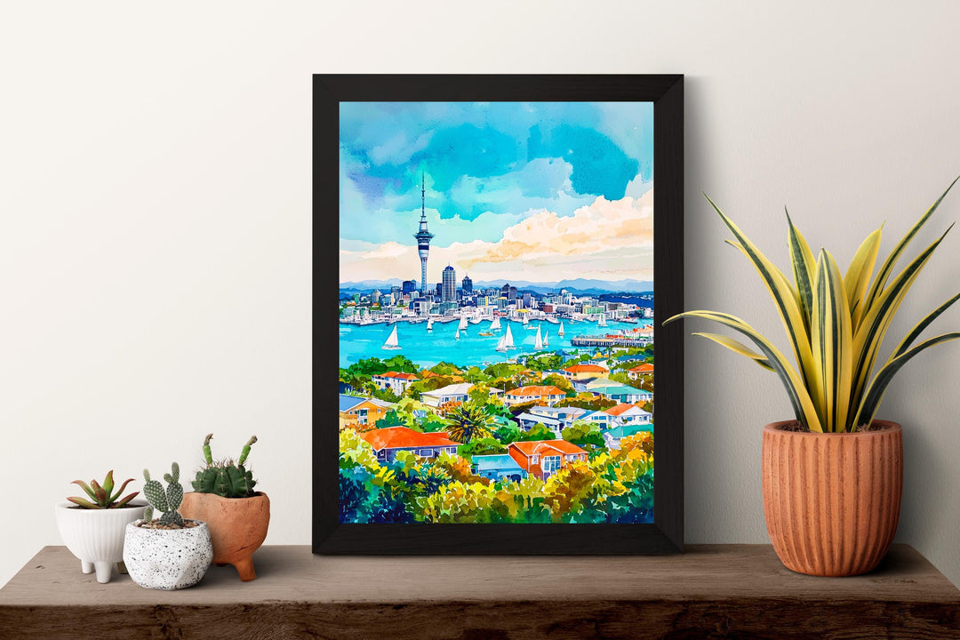 Auckland watercolor poster Wall Art Auckland Wall Hanging Home Décor Auckland Gift Art Lovers New Zealand Art Lover Gift