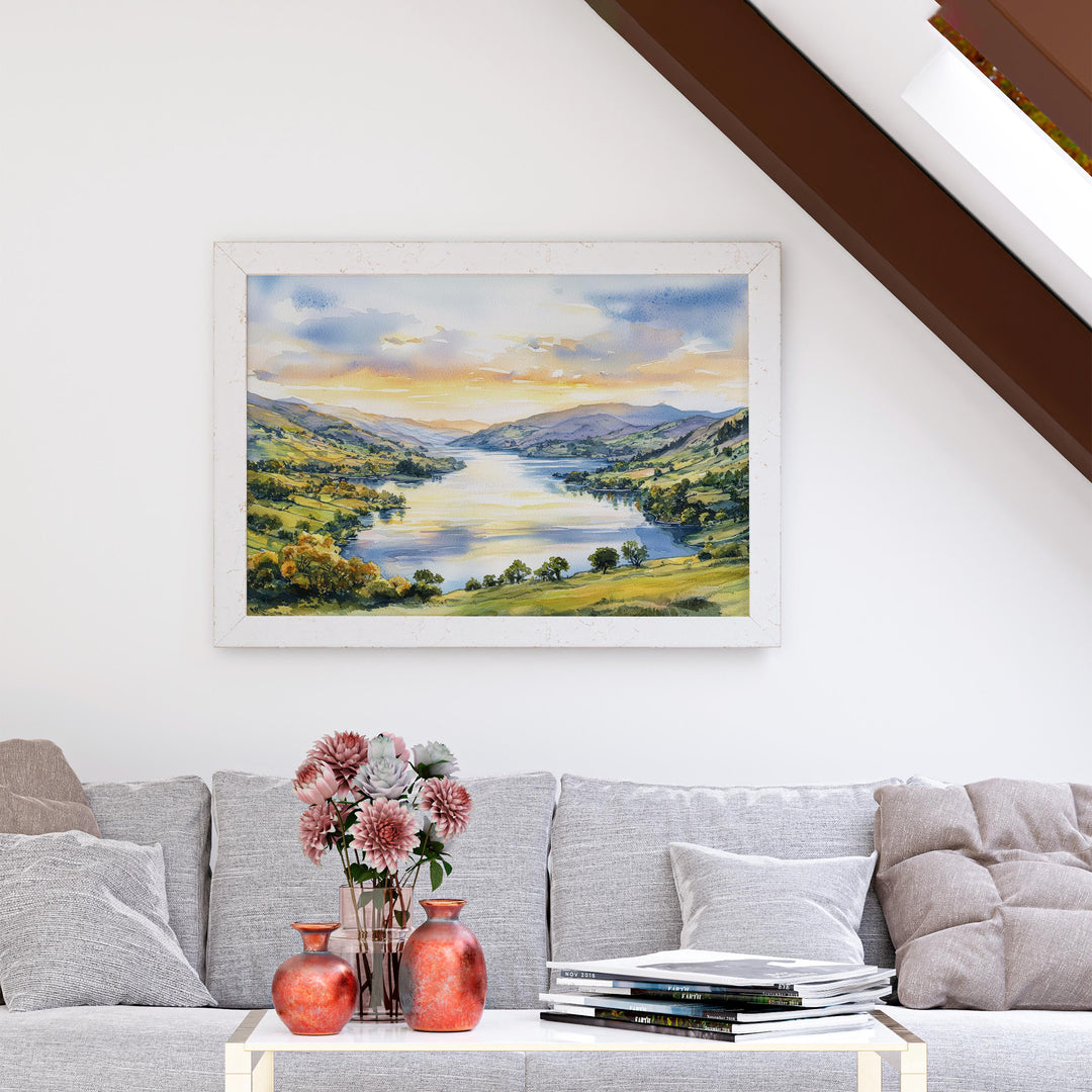 Ullswater England Watercolor Poster Ullswater Travel Print Lake District Painting Mountain Lake Wall Art UK Souvenir