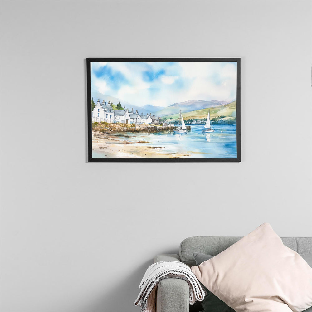 Ullapool Scotland Watercolor Poster Ullapool Travel Print Highland Coastal Town Painting Wall Art UK Decor Souvenir