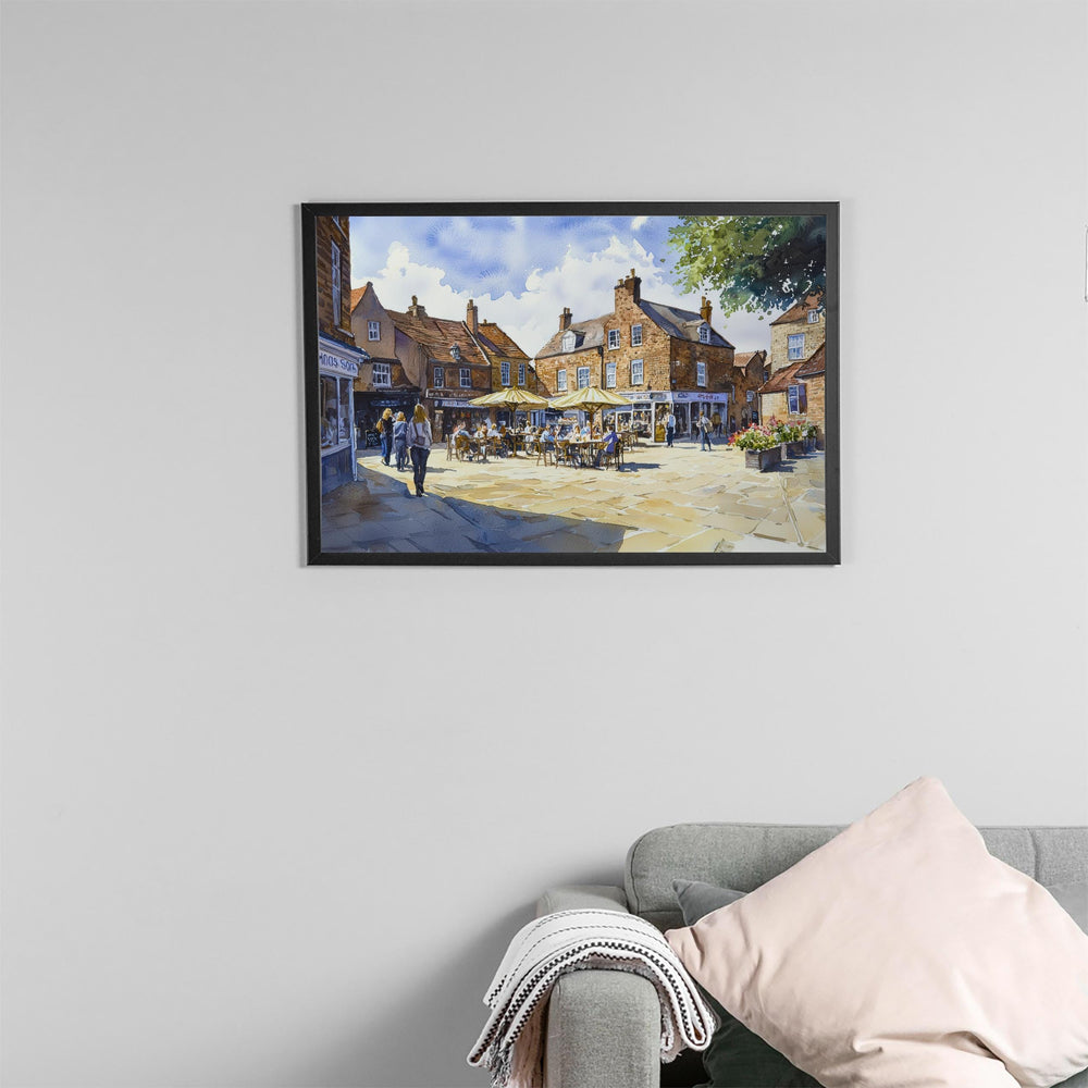Thirsk England Watercolor Poster Thirsk Travel Print Yorkshire Market Town Painting Countryside Wall Art UK Souvenir