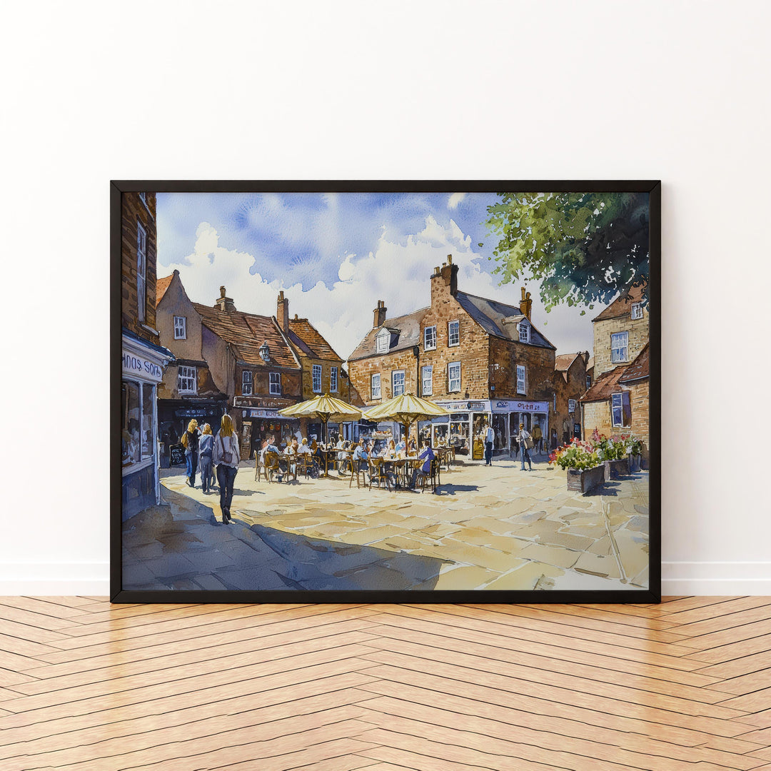 Thirsk England Watercolor Poster Thirsk Travel Print Yorkshire Market Town Painting Countryside Wall Art UK Souvenir