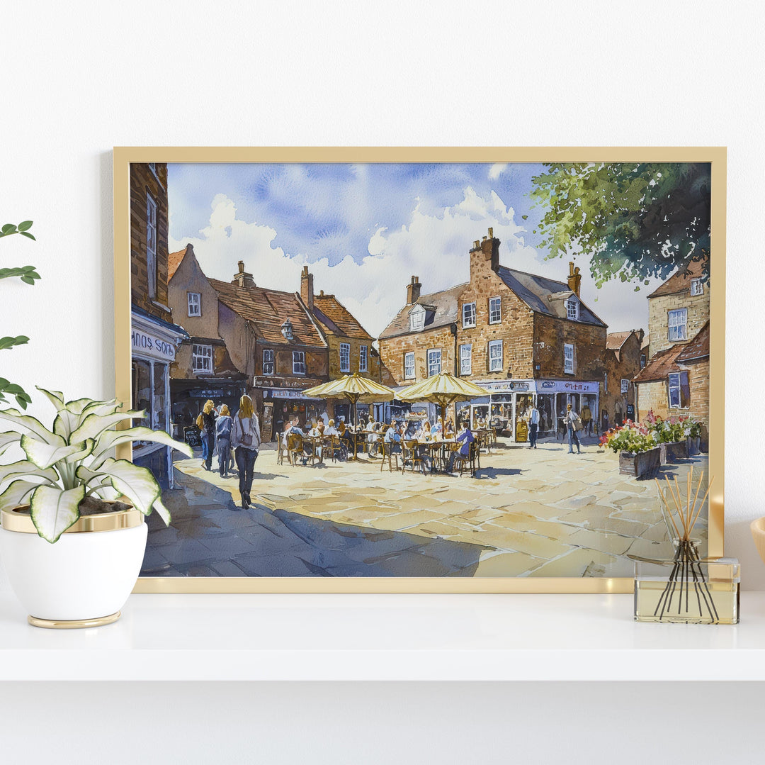 Thirsk England Watercolor Poster Thirsk Travel Print Yorkshire Market Town Painting Countryside Wall Art UK Souvenir