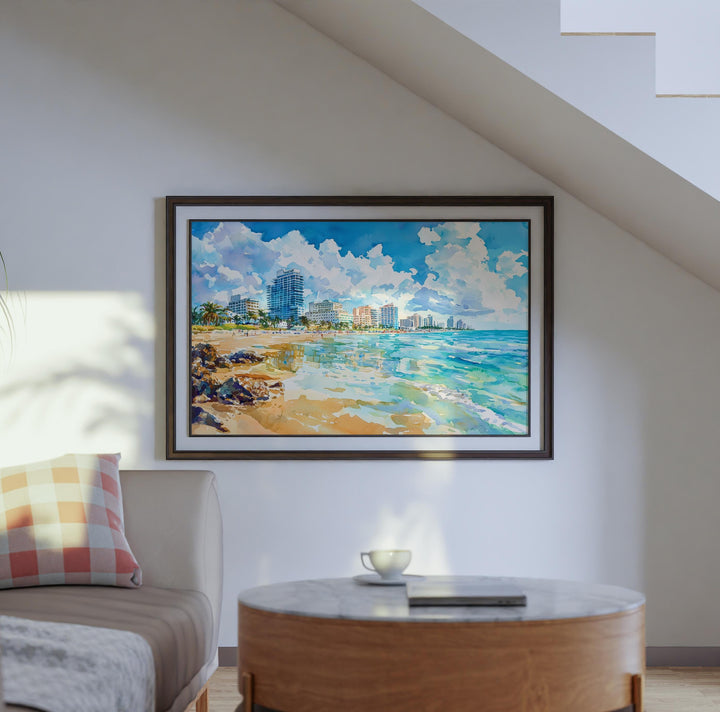 South Beach Miami Watercolor Poster South Beach Travel Print Florida Coast Painting Ocean Drive Wall Art USA Souvenir
