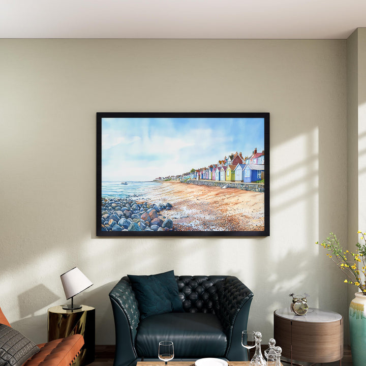 Sheringham England Watercolor Poster Sheringham Travel Print Norfolk Coast Painting Seaside Town Wall Art UK Souvenir