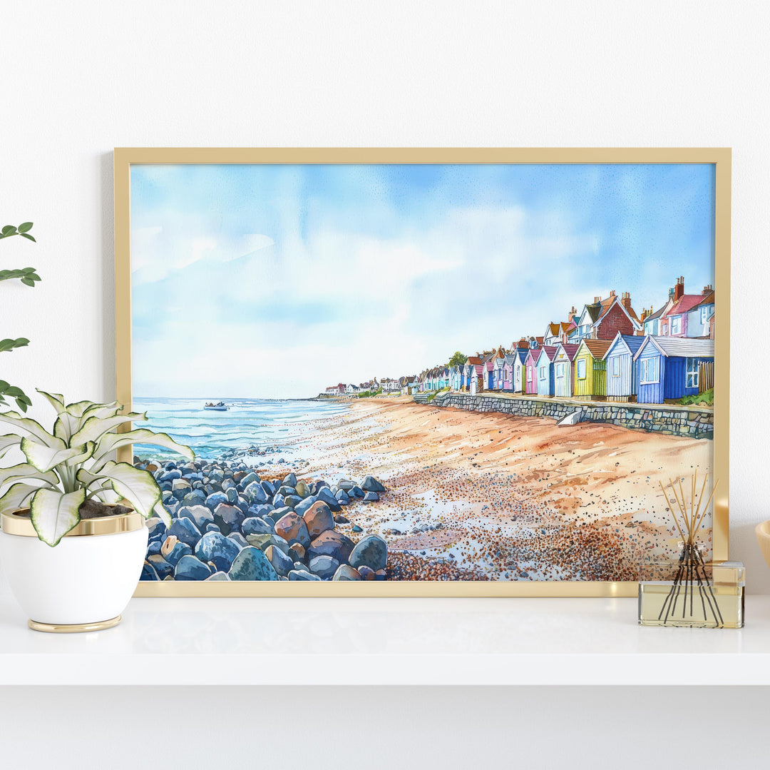 Sheringham England Watercolor Poster Sheringham Travel Print Norfolk Coast Painting Seaside Town Wall Art UK Souvenir