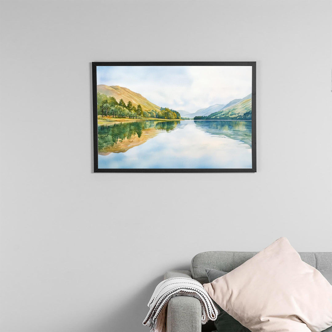 Loweswater England Watercolor Poster Loweswater Travel Print Lake District Painting Mountain Lake Wall Art UK Souvenir
