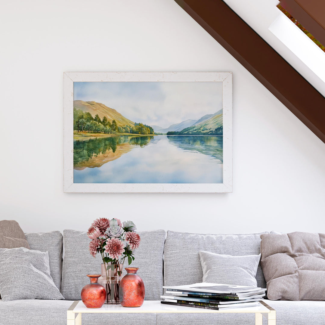 Loweswater England Watercolor Poster Loweswater Travel Print Lake District Painting Mountain Lake Wall Art UK Souvenir