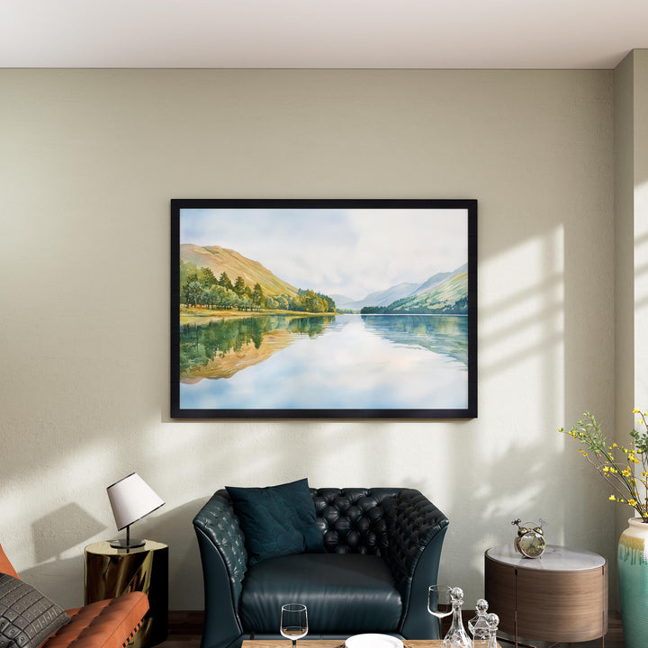 Loweswater England Watercolor Poster Loweswater Travel Print Lake District Painting Mountain Lake Wall Art UK Souvenir