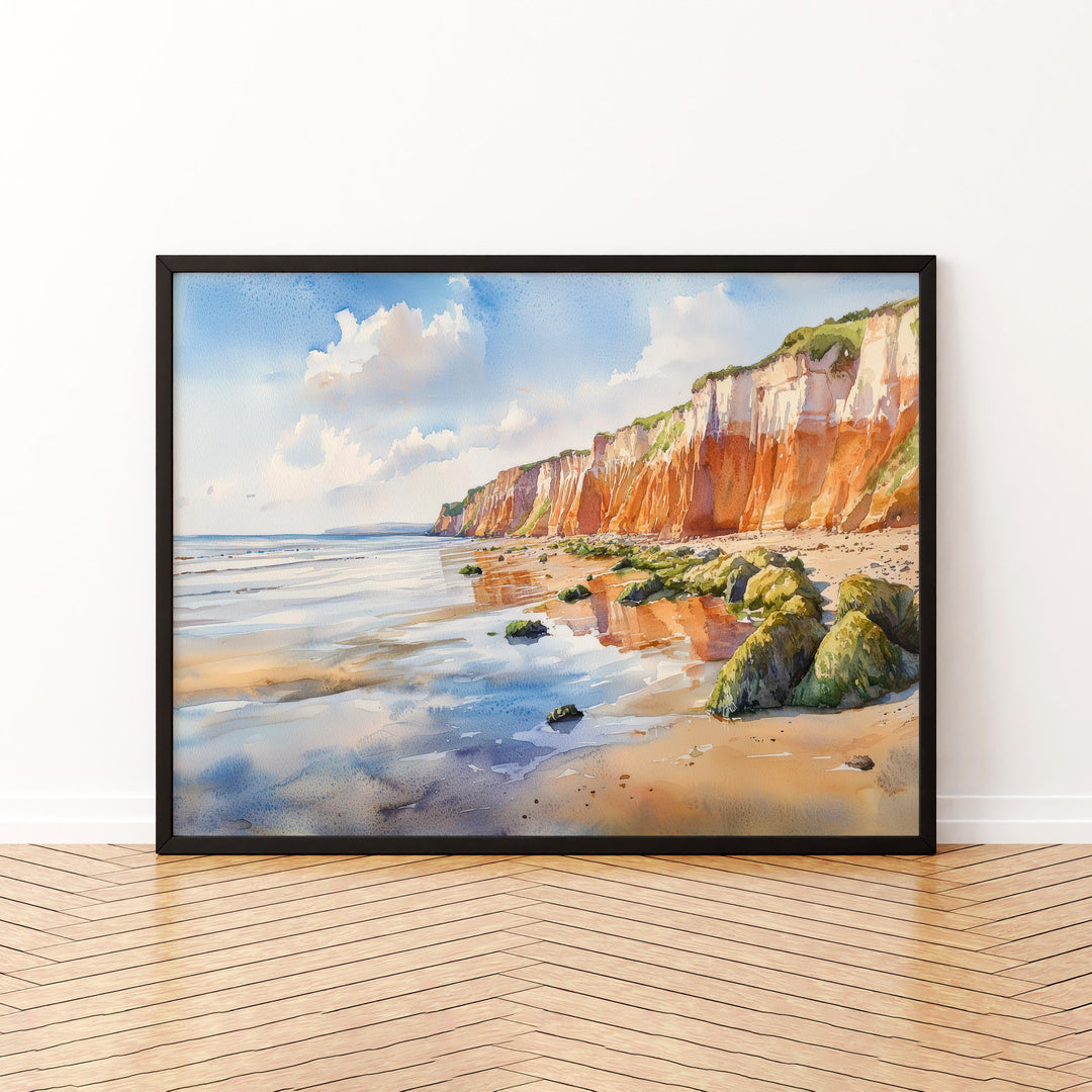 Hunstanton England Watercolor Poster Hunstanton Travel Print Norfolk Coast Painting Seaside Town Wall Art UK Souvenir