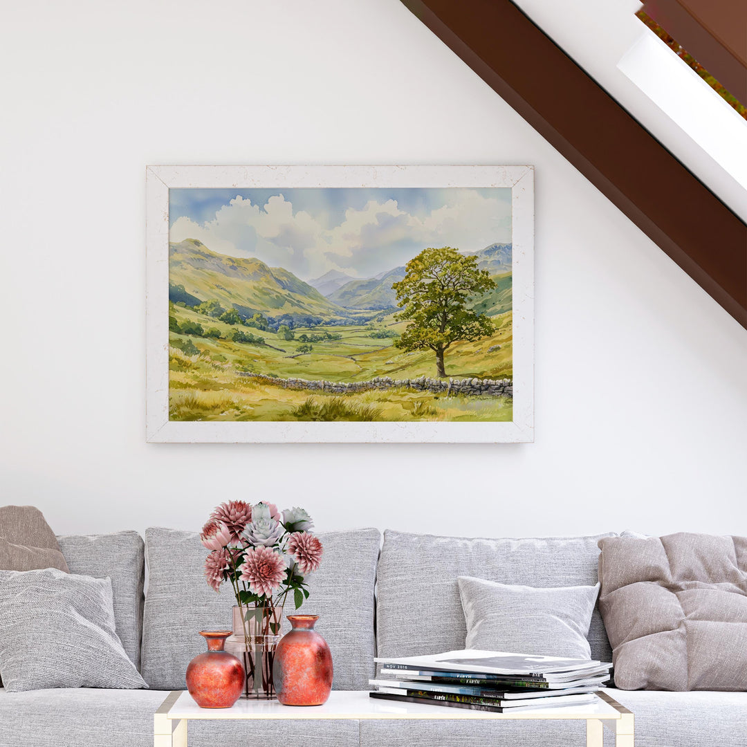 Eskdale England Watercolor Poster Eskdale Travel Print Lake District Painting Mountain Valley Wall Art UK Souvenir