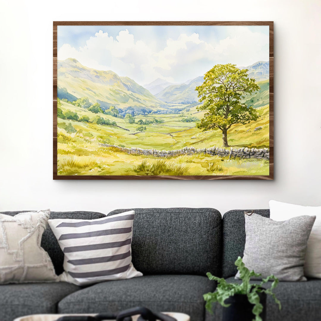 Eskdale England Watercolor Poster Eskdale Travel Print Lake District Painting Mountain Valley Wall Art UK Souvenir