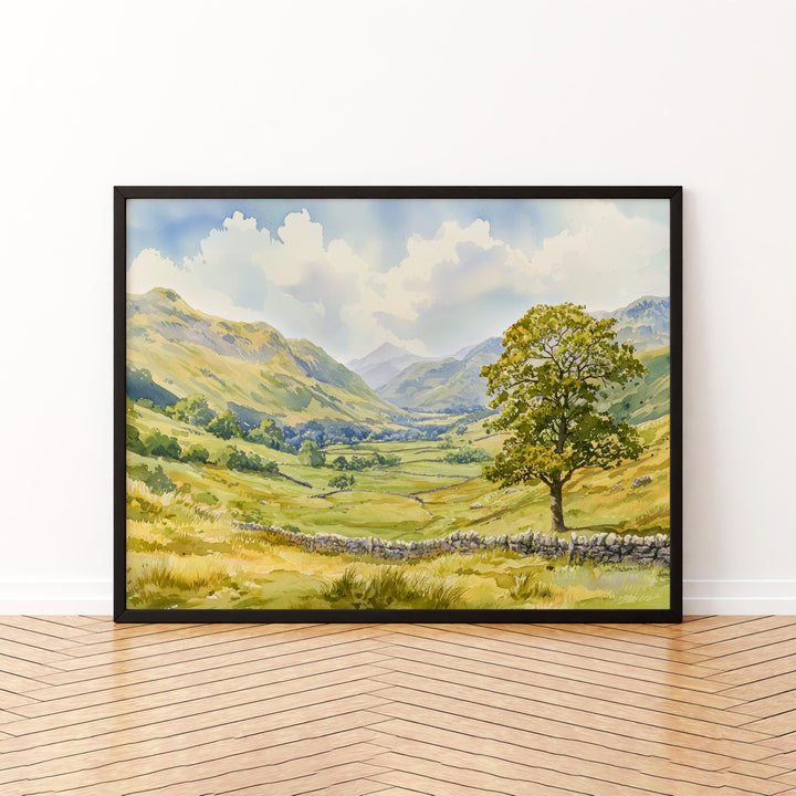Eskdale England Watercolor Poster Eskdale Travel Print Lake District Painting Mountain Valley Wall Art UK Souvenir