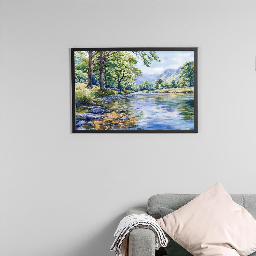 Borrowdale England Watercolor Poster Borrowdale Travel Print Lake District Painting Mountain Valley Wall Art UK Souvenir