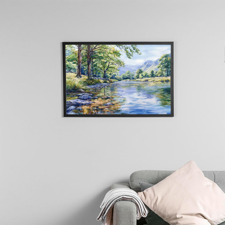 Borrowdale England Watercolor Poster Borrowdale Travel Print Lake District Painting Mountain Valley Wall Art UK Souvenir