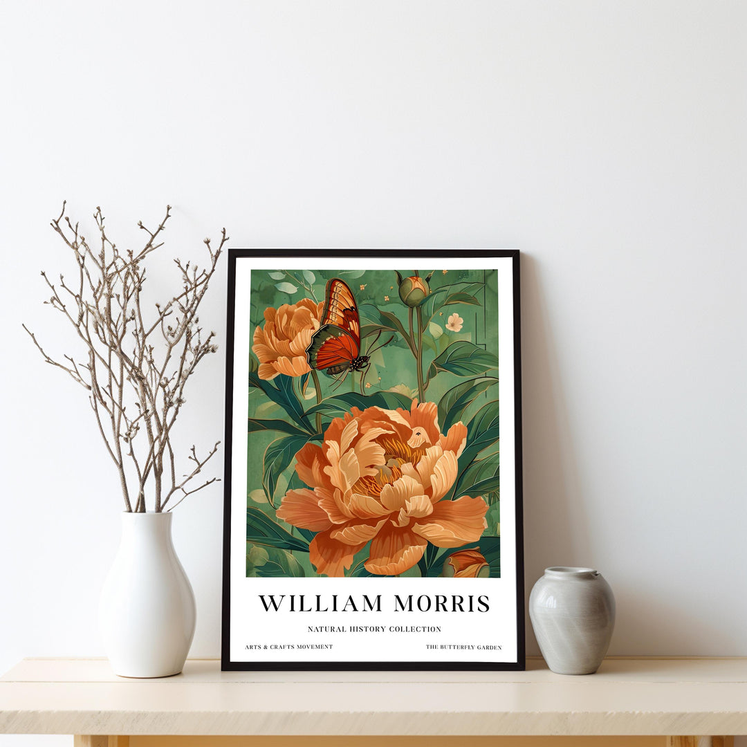 William Morris Butterfly Garden Poster Vintage Floral Wall Art Classic Botanical Print Elegant Nature Decor Timeless Artwork for Home