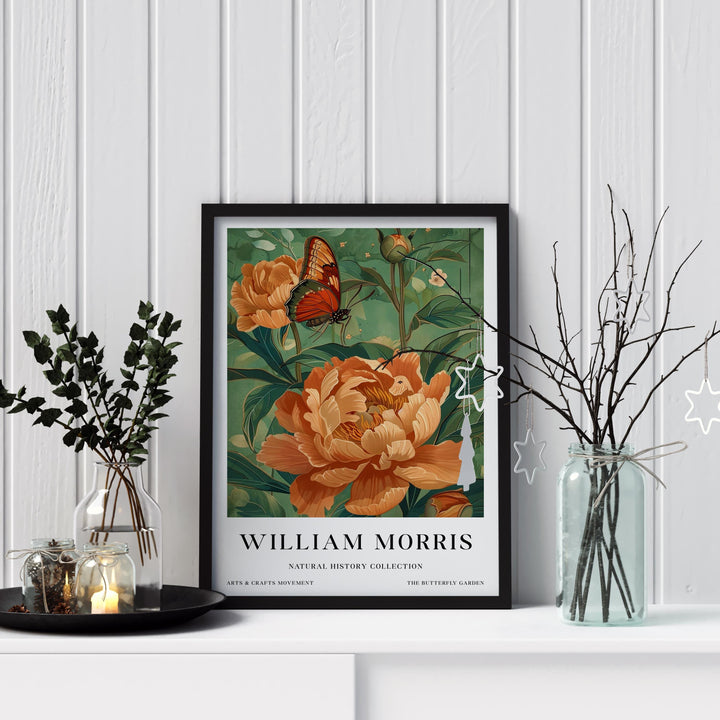 William Morris Butterfly Garden Poster Vintage Floral Wall Art Classic Botanical Print Elegant Nature Decor Timeless Artwork for Home