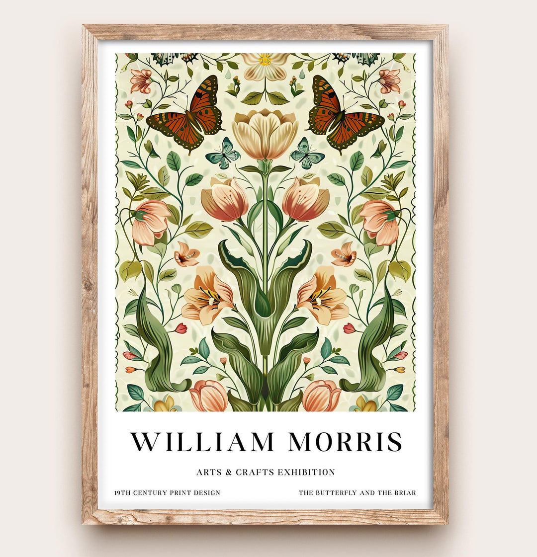 William Morris Butterfly & Flowers Poster Vintage Botanical Wall Art Classic Floral Print Elegant Nature Decor Timeless Artwork for Home
