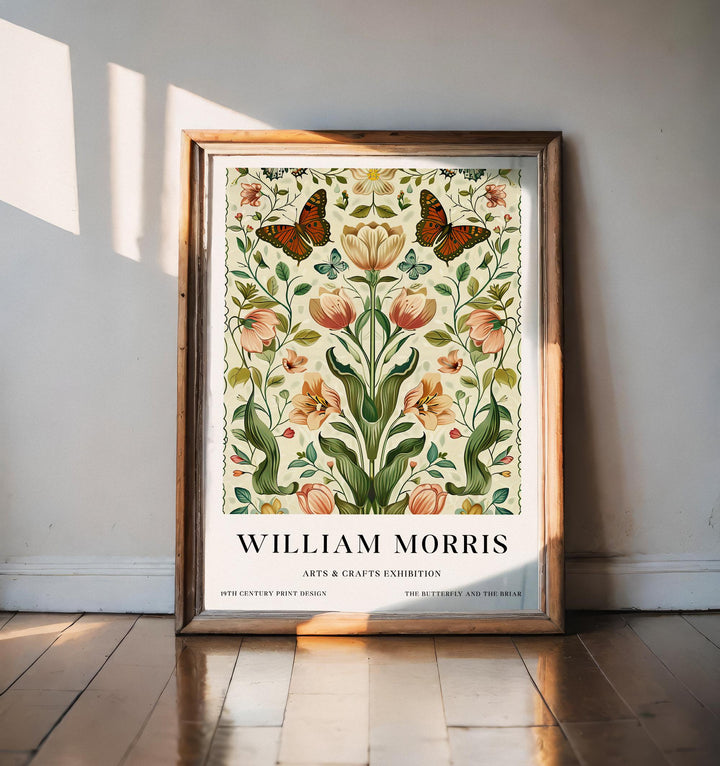 William Morris Butterfly & Flowers Poster Vintage Botanical Wall Art Classic Floral Print Elegant Nature Decor Timeless Artwork for Home