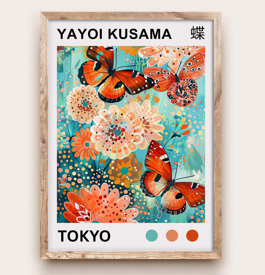 Yayoi Kusama Butterfly Poster Modern Pop Art Print Japanese Abstract Wall Decor Colorful Polka Dot Insect Artwork for Contemporary Homes