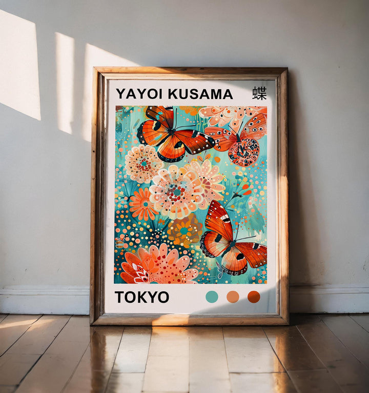 Yayoi Kusama Butterfly Poster Modern Pop Art Print Japanese Abstract Wall Decor Colorful Polka Dot Insect Artwork for Contemporary Homes