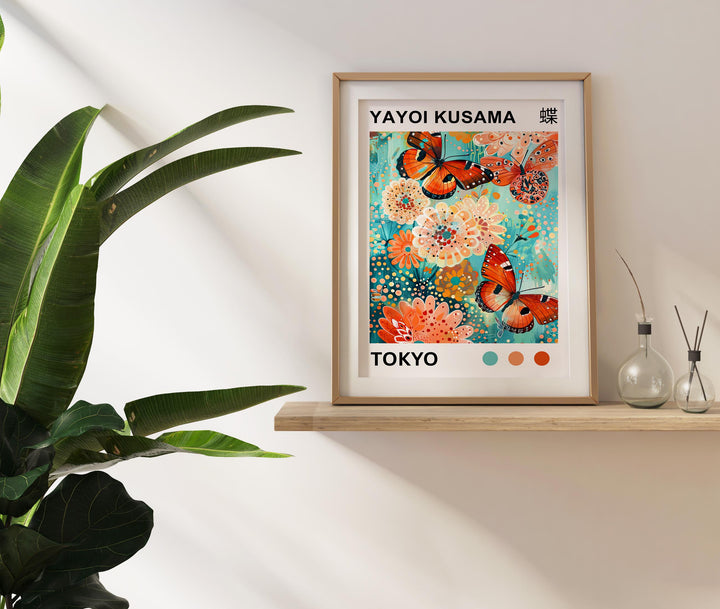 Yayoi Kusama Butterfly Poster Modern Pop Art Print Japanese Abstract Wall Decor Colorful Polka Dot Insect Artwork for Contemporary Homes