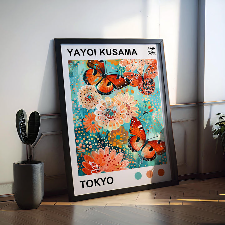 Yayoi Kusama Butterfly Poster Modern Pop Art Print Japanese Abstract Wall Decor Colorful Polka Dot Insect Artwork for Contemporary Homes