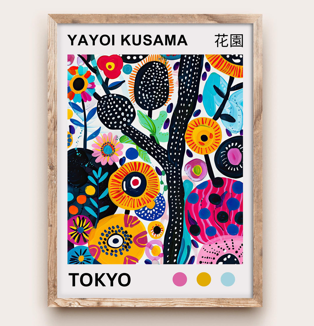 Yayoi Kusama Flower Poster Modern Pop Art Print Japanese Abstract Floral Design Polka Dot Botanical Wall Decor for Contemporary Homes