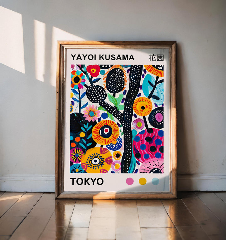 Yayoi Kusama Flower Poster Modern Pop Art Print Japanese Abstract Floral Design Polka Dot Botanical Wall Decor for Contemporary Homes
