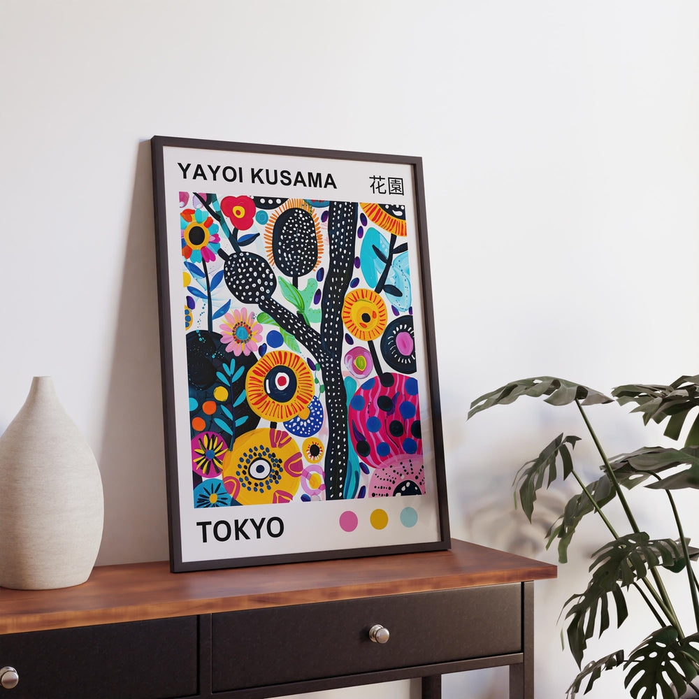 Yayoi Kusama Flower Poster Modern Pop Art Print Japanese Abstract Floral Design Polka Dot Botanical Wall Decor for Contemporary Homes