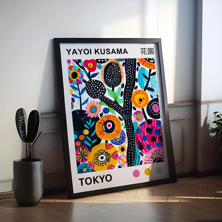 Yayoi Kusama Flower Poster Modern Pop Art Print Japanese Abstract Floral Design Polka Dot Botanical Wall Decor for Contemporary Homes