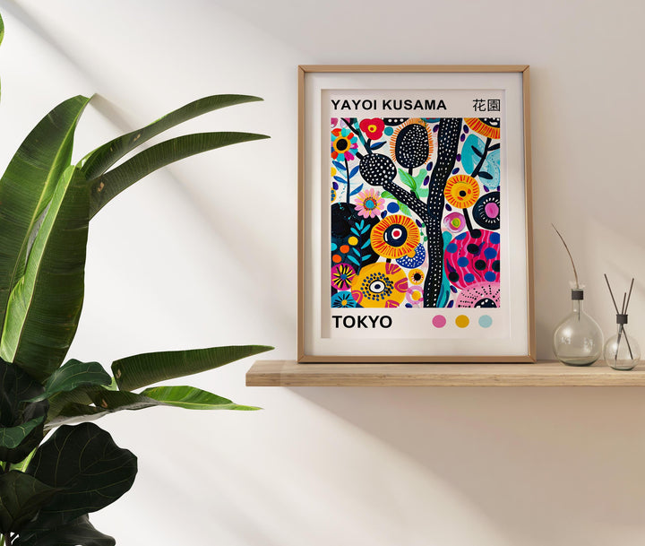 Yayoi Kusama Flower Poster Modern Pop Art Print Japanese Abstract Floral Design Polka Dot Botanical Wall Decor for Contemporary Homes