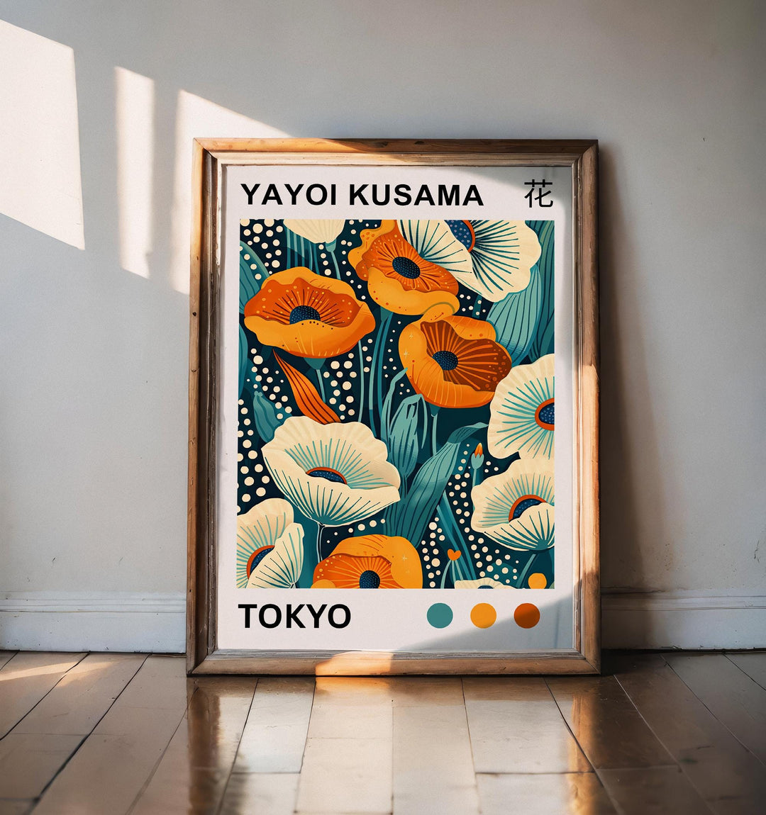 Yayoi Kusama Flower Poster Modern Pop Art Print Japanese Abstract Floral Design Polka Dot Botanical Wall Decor for Contemporary Homes