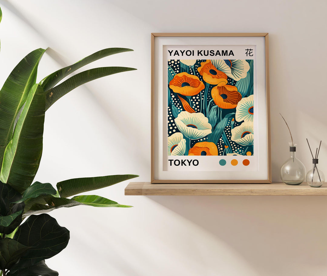 Yayoi Kusama Flower Poster Modern Pop Art Print Japanese Abstract Floral Design Polka Dot Botanical Wall Decor for Contemporary Homes