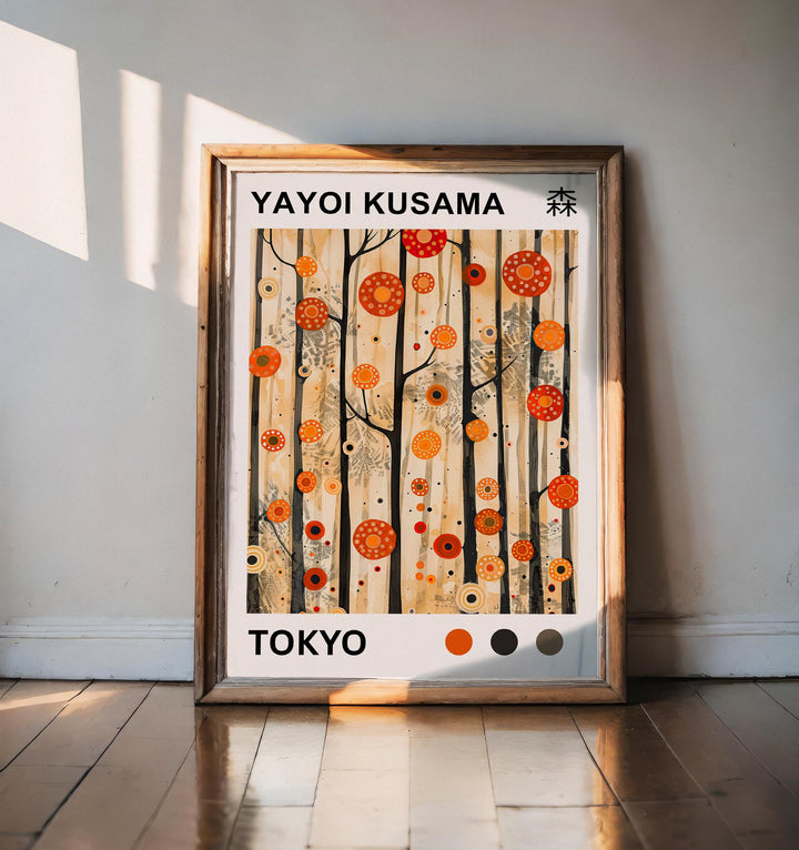Yayoi Kusama Forest Poster Modern Pop Art Print Japanese Abstract Nature Design Polka Dot Woodland Artwork for Contemporary Home Decor