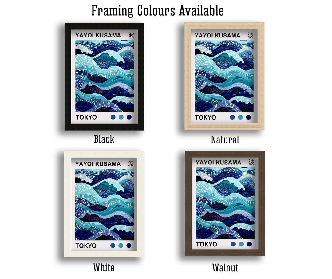 Yayoi Kusama Waves Poster Modern Pop Art Print Japanese Abstract Ocean Design Polka Dot Sea Artwork for Contemporary Coastal Home Decor
