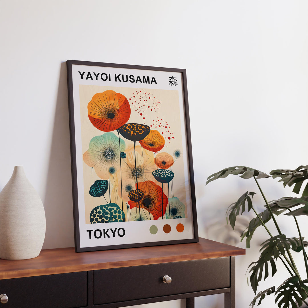 Yayoi Kusama Flower Poster Modern Pop Art Print Japanese Abstract Floral Design Polka Dot Botanical Wall Decor for Contemporary Homes