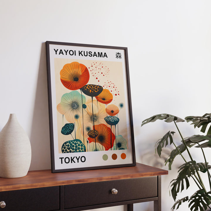 Yayoi Kusama Flower Poster Modern Pop Art Print Japanese Abstract Floral Design Polka Dot Botanical Wall Decor for Contemporary Homes