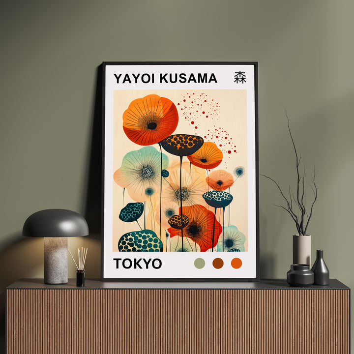 Yayoi Kusama Flower Poster Modern Pop Art Print Japanese Abstract Floral Design Polka Dot Botanical Wall Decor for Contemporary Homes