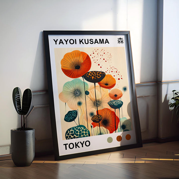 Yayoi Kusama Flower Poster Modern Pop Art Print Japanese Abstract Floral Design Polka Dot Botanical Wall Decor for Contemporary Homes