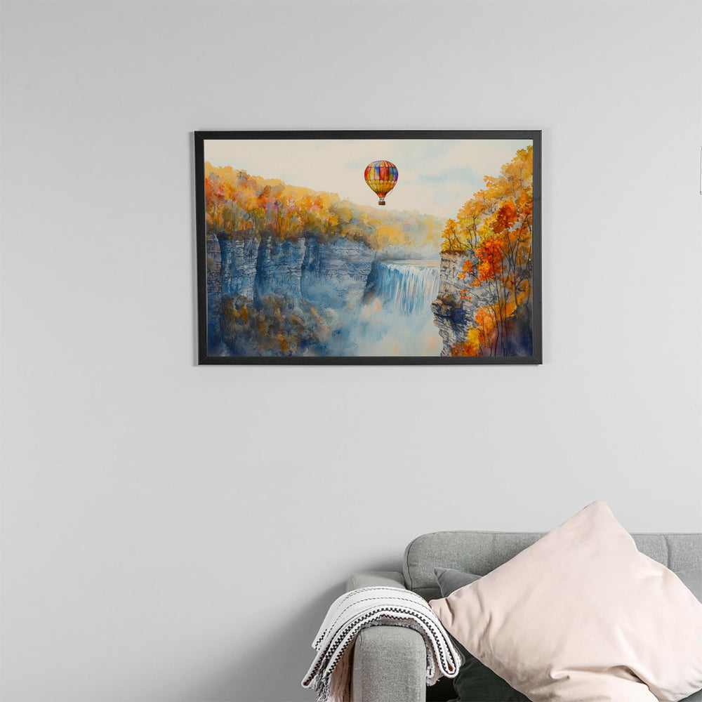 Letchworth State Park New York Watercolor Poster Letchworth Travel Print Nature Landscape Painting Wall Art USA Souvenir