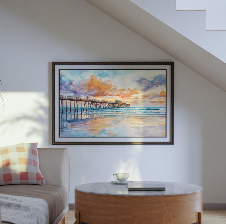 Cocoa Beach Florida Watercolor Poster Cocoa Beach Travel Print Atlantic Coast Painting Surf Town Wall Art USA Souvenir