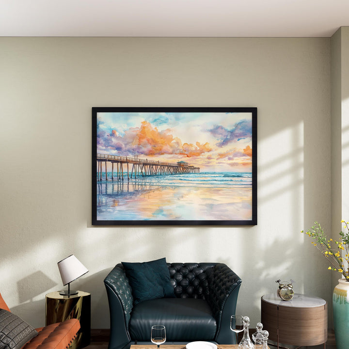 Cocoa Beach Florida Watercolor Poster Cocoa Beach Travel Print Atlantic Coast Painting Surf Town Wall Art USA Souvenir